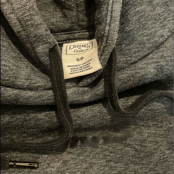 Crooks and Castles men’s heavy black drawstring hoodie - Picture 2 of 2